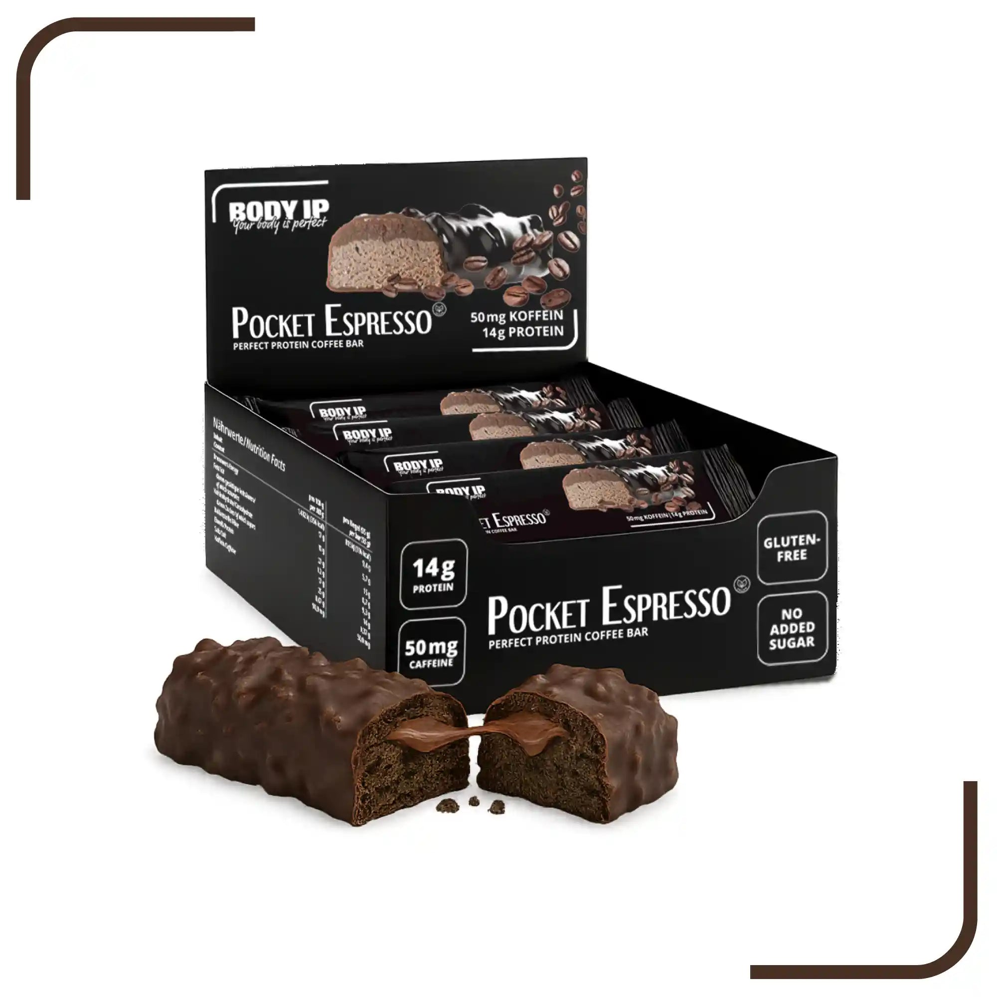 Proteinriegel Eiweiß Riegel Kaffee BODY IP #Inhaltsgröße_12 x 55g