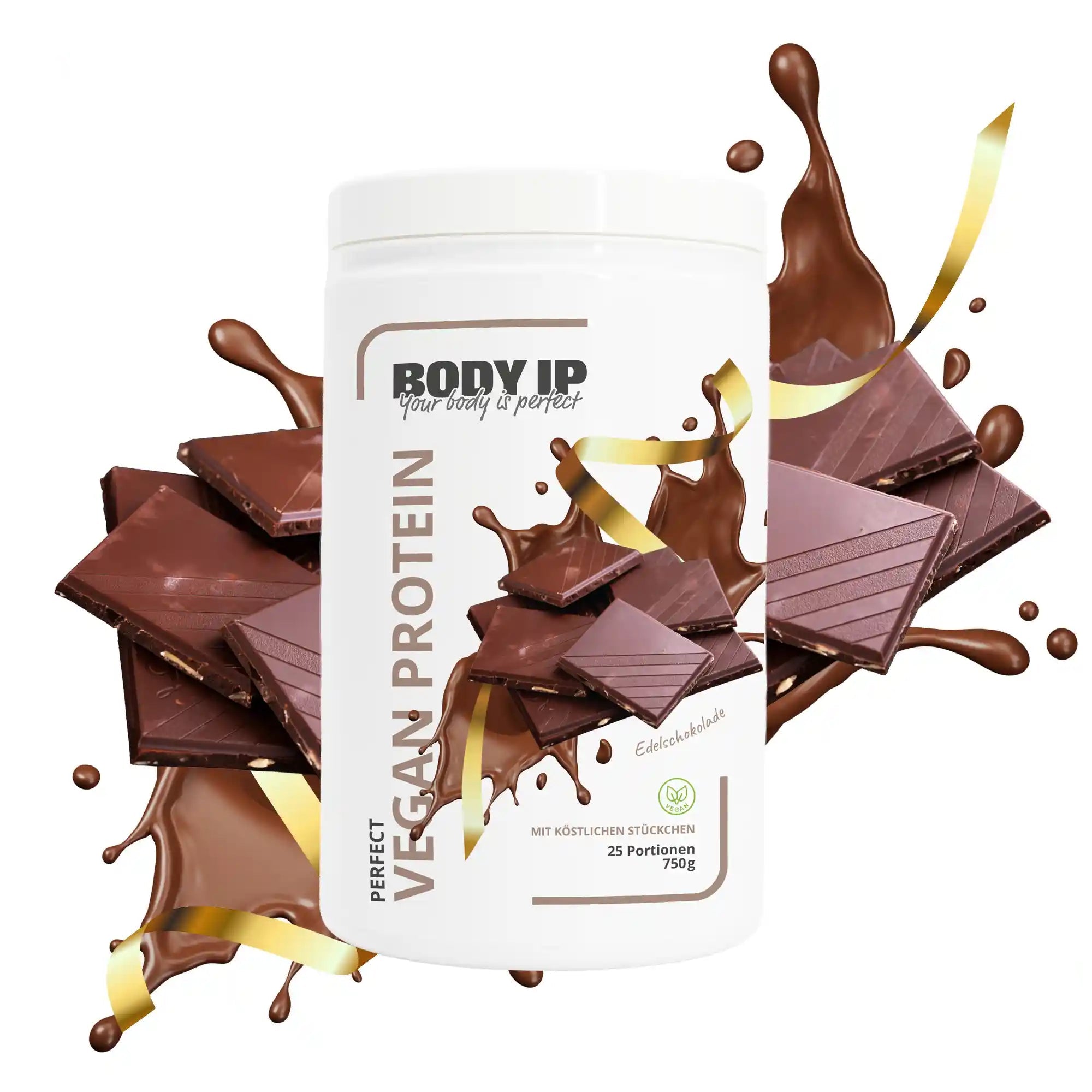 Perfect Vegan Proteinpulver Edelschokolade BODY IP #geschmack_Edelschokolade